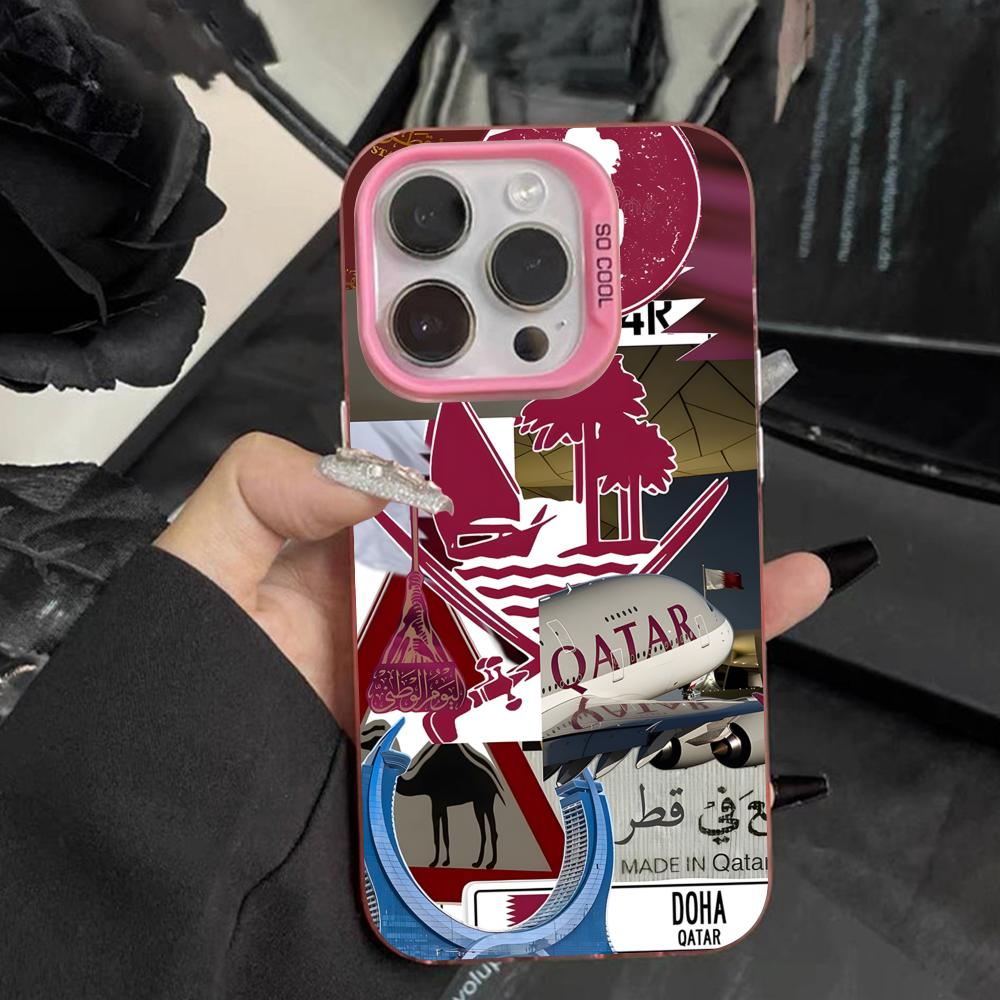 Phone Cases Qatar - Katar-Flagge Rosa Transparente Handyhülle für iPhone