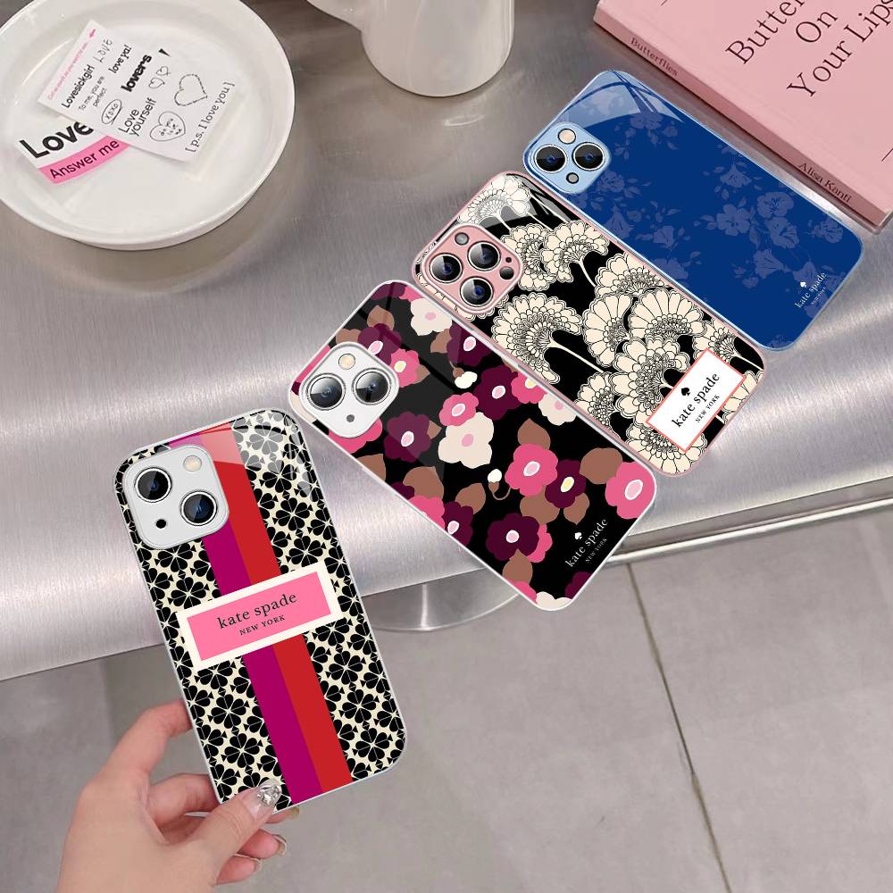 Phone Cases Kate Spade - K-Kate S-Spade Blumen-Handyhülle aus gehärtetem Glas