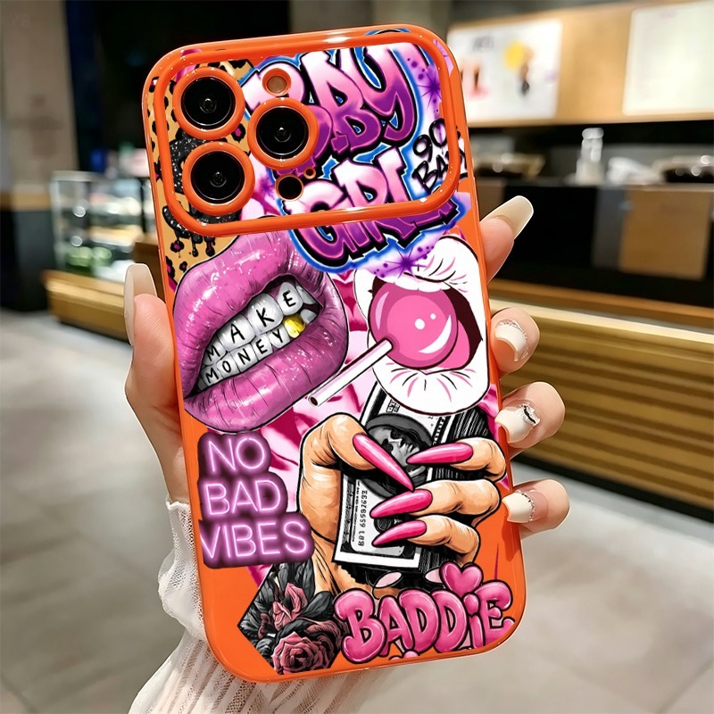 Phone Cases Cool Girl - Hip-Hop Rosa Lippen Baby Girl Graffiti-Print