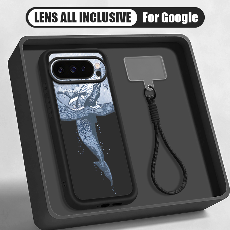 Phone Cases Google Pixel 10 Pro - Handgelenkschlaufen-Hülle mit Buckelwal-Print für Google Pixel