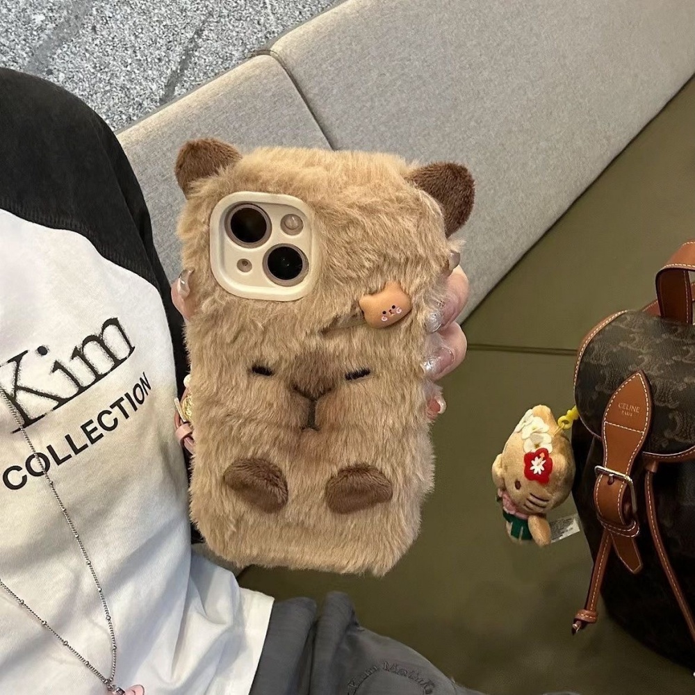 Phone Cases Iphone 11 - Luxuriöse Capybara-Handyhülle aus flauschigem Fell für