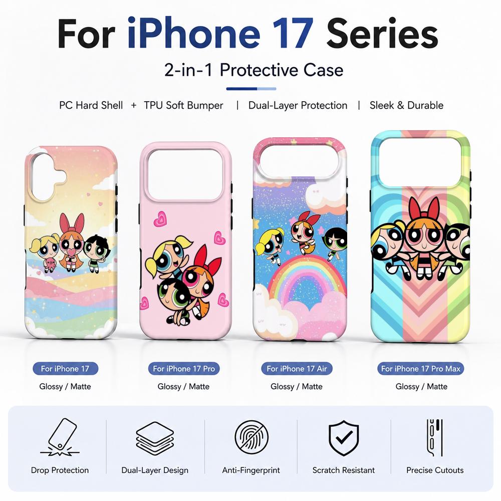 Phone Cases Cool Girl - Anime P-Powerpuff Girls Handyhülle aus Filmmaterial