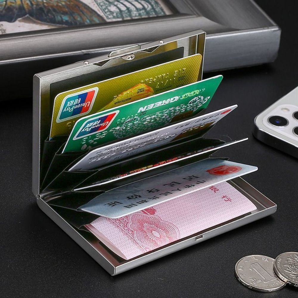Slim Card Slot Case - 2026 6-Fach Edelstahl Kreditkartenhalter für Herren,