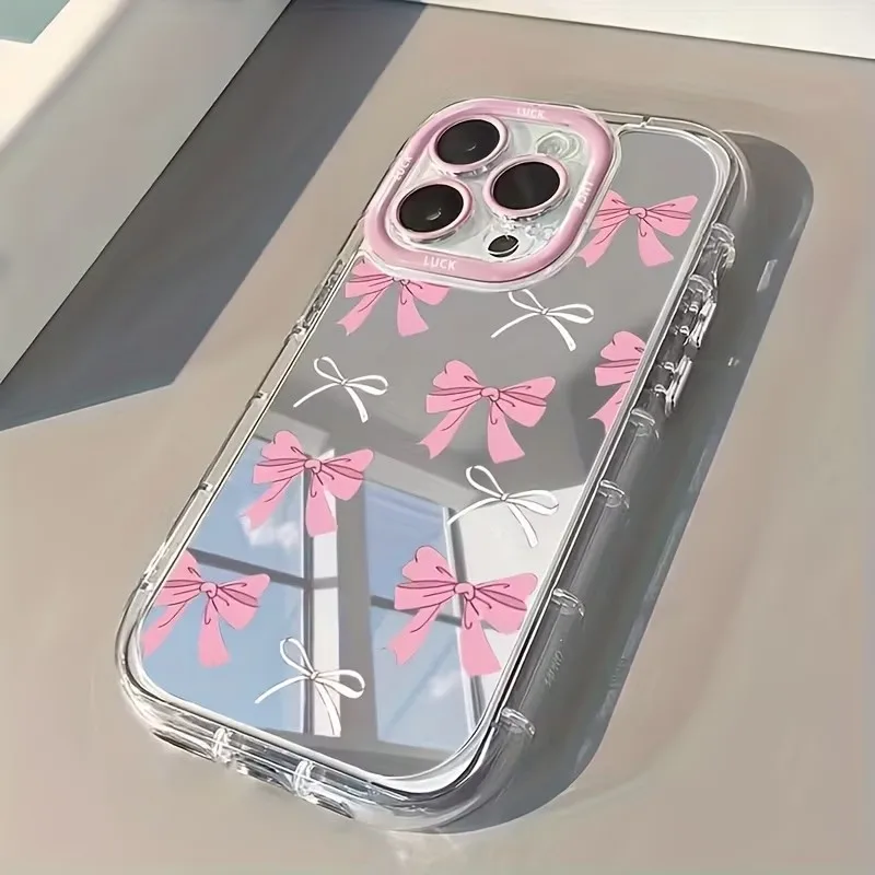 Phone Cases Cool Girl - Einfache Blau-Rosa Schleife Mädchen Niedliche Schminkspiegel-Handyhülle