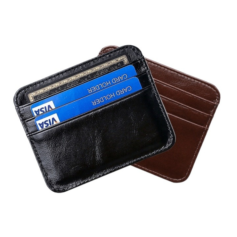 Slim Card Slot Case - Kleines Mini-Kartenetui aus echtem Leder, ultradünn,