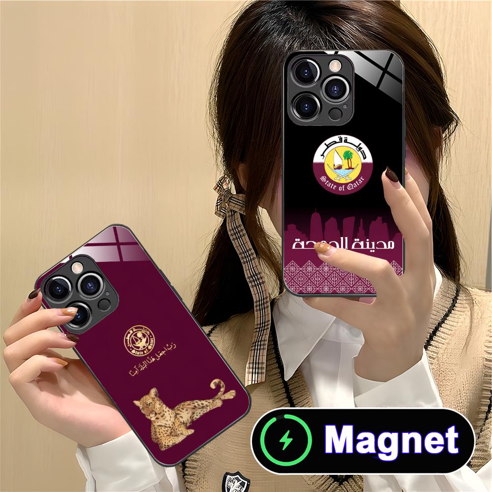Katar-Flagge Glas MagSafe Hand – Phone Cases Qatar Bewertung und Preis