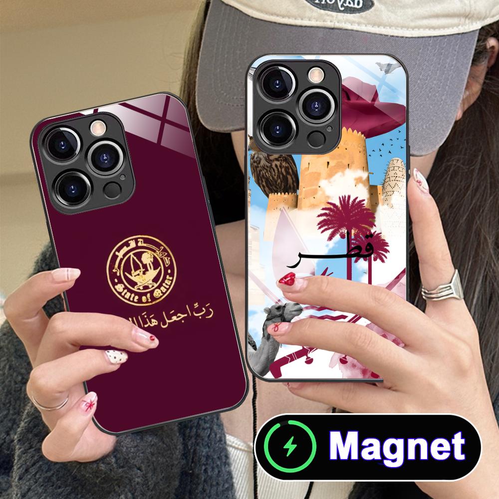 Katar-Flagge Glas MagSafe Hand – Phone Cases Qatar Bewertung und Preis
