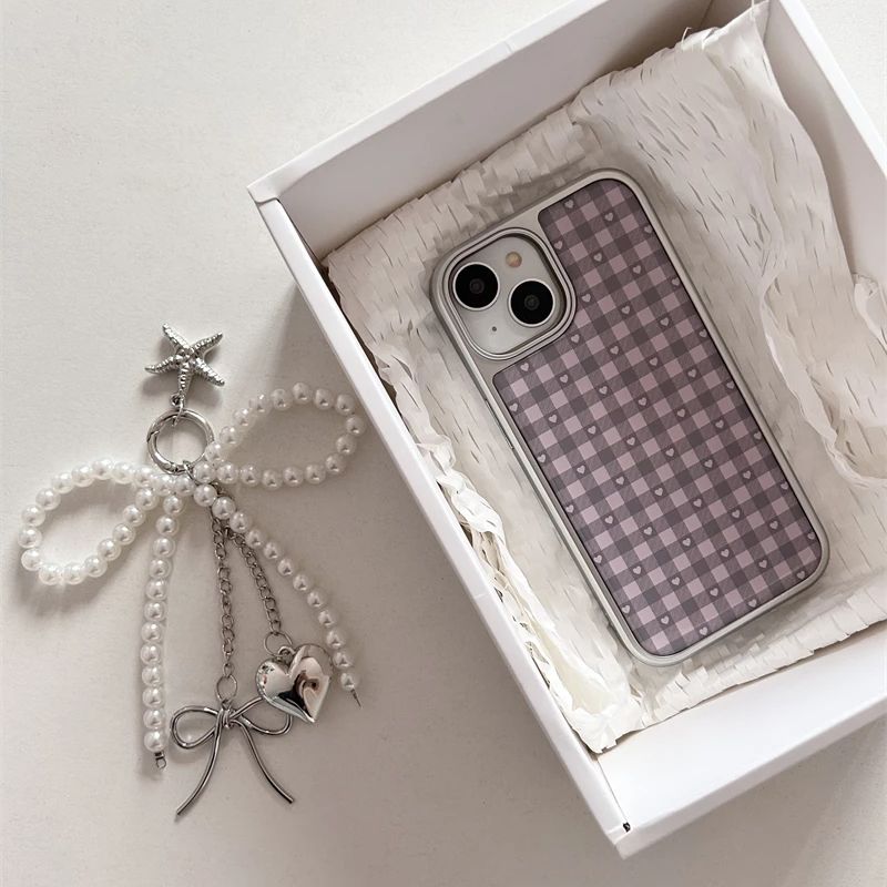 Rosa Lila Herzförmige Karierte – Phone Cases Cool Girl Bewertung und Preis
