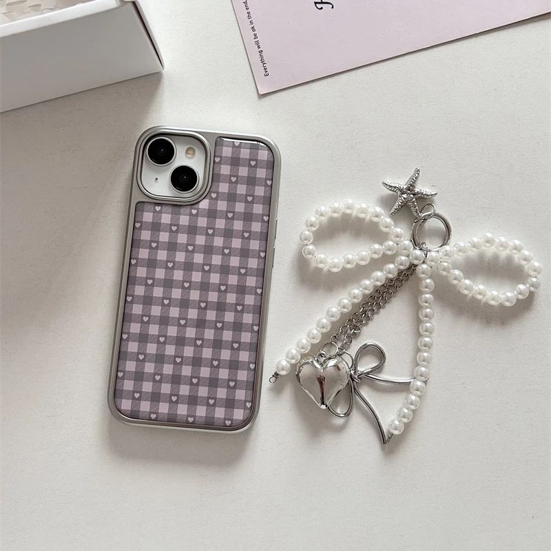 Rosa Lila Herzförmige Karierte – Phone Cases Cool Girl Bewertung und Preis